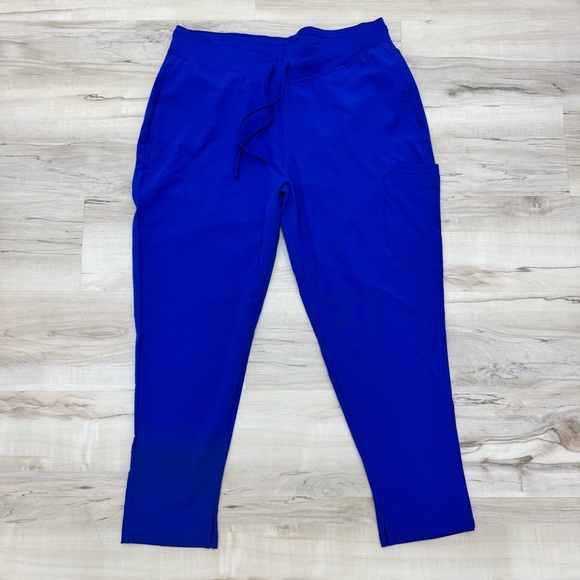 Mandala royal blue Scrub Pants Bottoms only Sz Petite Large New with tags - Picture 1 of 5